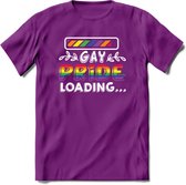 Gay Pride Loading T-Shirt | Grappig LHBTIQ+ / LGBTQ / Gay / Homo / Lesbi Cadeau Shirt | Dames - Heren - Unisex | Tshirt Kleding Kado | - Paars - XL