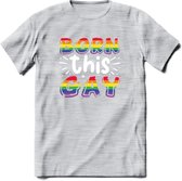 Born This Gay | Pride T-Shirt | Grappig LHBTIQ+ / LGBTQ / Gay / Homo / Lesbi Cadeau Shirt | Dames - Heren - Unisex | Tshirt Kleding Kado | - Licht Grijs - Gemaleerd - 3XL