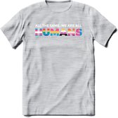 All The Same | Pride T-Shirt | Grappig LHBTIQ+ / LGBTQ / Gay / Homo / Lesbi Cadeau Shirt | Dames - Heren - Unisex | Tshirt Kleding Kado | - Licht Grijs - Gemaleerd - 3XL