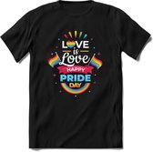 Love Is Love | Pride T-Shirt | Grappig LHBTIQ+ / LGBTQ / Gay / Homo / Lesbi Cadeau Shirt | Dames - Heren - Unisex | Tshirt Kleding Kado | - Zwart - 3XL