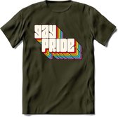 Gay Pride T-Shirt | Grappig LHBTIQ+ / LGBTQ / Gay / Homo / Lesbi Cadeau Shirt | Dames - Heren - Unisex | Tshirt Kleding Kado | - Leger Groen - M