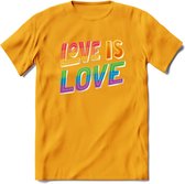 Love Is Love | Pride T-Shirt | Grappig LHBTIQ+ / LGBTQ / Gay / Homo / Lesbi Cadeau Shirt | Dames - Heren - Unisex | Tshirt Kleding Kado | - Geel - XL