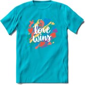 Love Wins | Pride T-Shirt | Grappig LHBTIQ+ / LGBTQ / Gay / Homo / Lesbi Cadeau Shirt | Dames - Heren - Unisex | Tshirt Kleding Kado | - Blauw - S