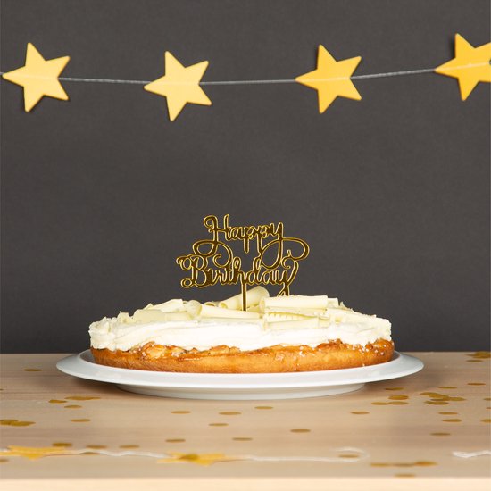 Fissaly Verjaardag Slinger Zwart & Goud met Papieren Confetti Ballonnen – Decoratie – Happy Birthday - Fissaly
