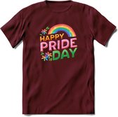 Pride Day | Pride T-Shirt | Grappig LHBTIQ+ / LGBTQ / Gay / Homo / Lesbi Cadeau Shirt | Dames - Heren - Unisex | Tshirt Kleding Kado | - Burgundy - L