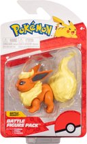 Flareon – Pokémon Battle Feature Figure + Pokemon Balpen + 5 Pokemon Stickers | Speelgoed Actiefiguur Speelfiguur voor kinderen jongen meisjes | Speel en Knuffel met jou favoriete Pokémon!