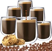 Luxe Espresso Kopjes - Dubbelwandige Koffieglazen - Dubelwandige Glazen - 80 ML - Set Van 6
