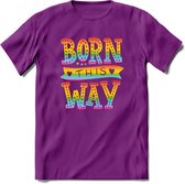 Born This Way | Pride T-Shirt | Grappig LHBTIQ+ / LGBTQ / Gay / Homo / Lesbi Cadeau Shirt | Dames - Heren - Unisex | Tshirt Kleding Kado | - Paars - S