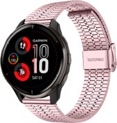 Strap-it Garmin Venu 2 Plus luxe stalen bandje - roze