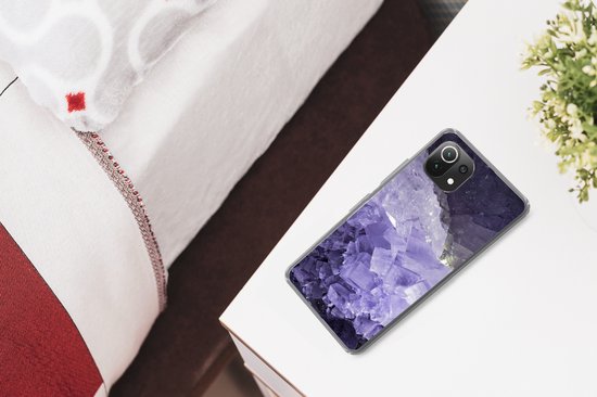 Coque Xiaomi 11T - Natuursteen - Violet - Cristaux - Coque en Siliconen