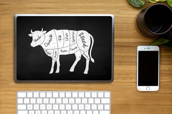 Autocollant pour ordinateur portable - 13,3 pouces - Vache - Cuisine - Viande