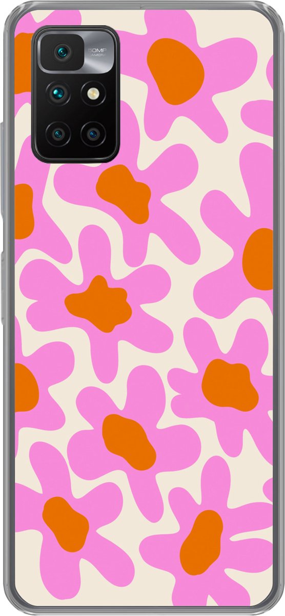 Telefoonhoesje Geschikt voor Xiaomi Redmi 10 hoesje - Bloem - Roze - Patronen - Siliconen Telefoonhoesje Telefoonhoesje - Verjaardag cadeau tiener