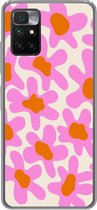 Geschikt voor Xiaomi Redmi 10 hoesje - Bloem - Roze - Patronen - Siliconen Telefoonhoesje - Verjaardag cadeau tiener