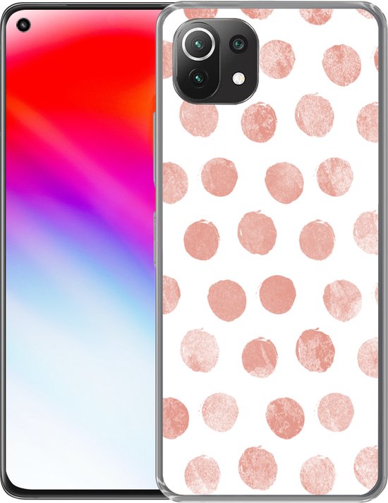 Coque Xiaomi Mi 11 Lite - Pois - Rose - Wit - Siliconen
