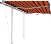 Decoways - Luifel automatisch uittrekbaar met palen 3,5x2,5 m oranje bruin