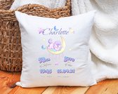 Geboortekussen met geboortegegevens I Uniek Kraamcadeau I Gepersonaliseerd I Unicorn