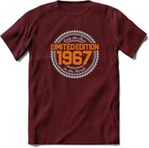 1967 Limited Edition Ring T-Shirt | Zilver - Goud | Grappig Verjaardag en Feest Cadeau Shirt | Dames - Heren - Unisex | Tshirt Kleding Kado | - Burgundy - XL