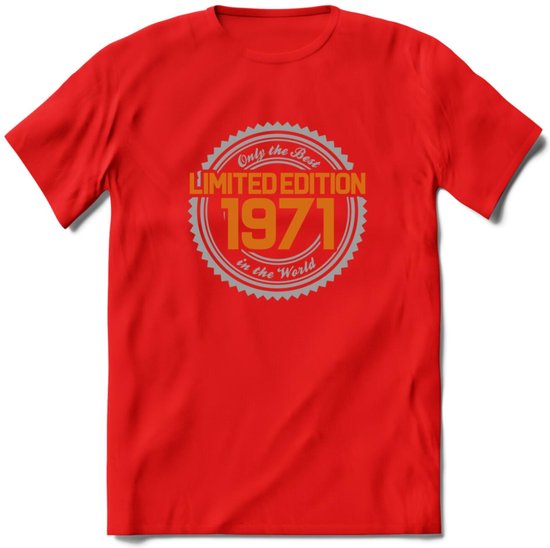 1971 Limited Edition Ring T-Shirt | Zilver - Goud | Grappig Verjaardag en Feest Cadeau Shirt | Dames - Heren - Unisex | Tshirt Kleding Kado | - Rood - S
