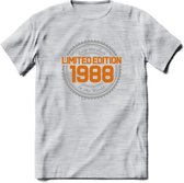 1988 Limited Edition Ring T-Shirt | Zilver - Goud | Grappig Verjaardag en Feest Cadeau Shirt | Dames - Heren - Unisex | Tshirt Kleding Kado | - Licht Grijs - Gemaleerd - XL