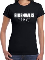 Eigenwijs is ook wijs fun t-shirt - zwart - dames - Feest outfit / kleding / shirt XL