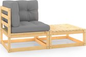 Decoways - 2-delige Loungeset met kussens massief grenenhout