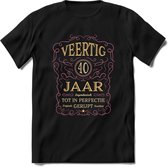 40 Jaar Legendarisch Gerijpt T-Shirt | Oud Roze - Ivoor | Grappig Verjaardag en Feest Cadeau Shirt | Dames - Heren - Unisex | Tshirt Kleding Kado | - Zwart - S