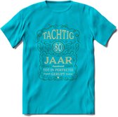 80 Jaar Legendarisch Gerijpt T-Shirt | Mos - Ivoor | Grappig Verjaardag en Feest Cadeau Shirt | Dames - Heren - Unisex | Tshirt Kleding Kado | - Blauw - S