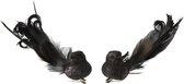 J-Line Vogel+Clip Veren Glitter Zwart Small Assortiment Van 2/ Set van 16 stuks