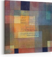 Schilderij op Canvas - 100 x 100 cm - Polyphonic Architecture - Kunst - Paul Klee - schilderijen - Wanddecoratie - Muurdecoratie - Slaapkamer - Woonkamer