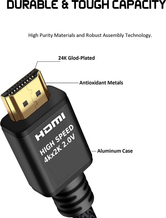Câble HDMI - HDMI 10m Câble 24+1 grande vitesse (1080p Full HD 3D)
