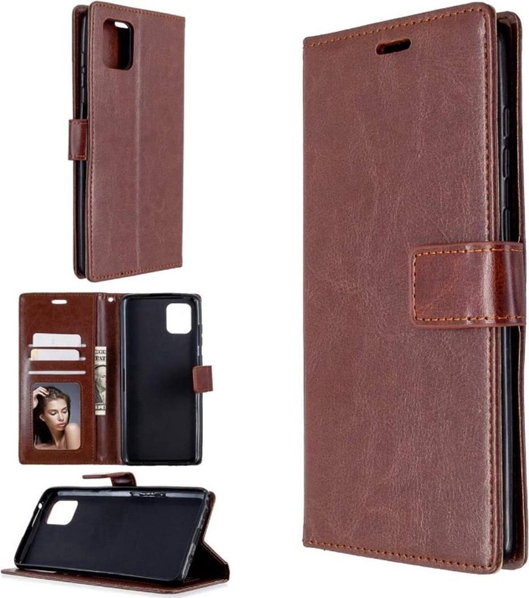 LuxeBass Hoesje geschikt voor Samsung Galaxy A41 hoesje book case bruin - telefoonhoes - gsm hoes - telefoonhoesjes