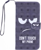 LuxeBass Boekhoesje met print geschikt voor Motorola G9 - Don't Touch My Phone 3D - telefoonhoes - gsm hoes - telefoonhoesjes