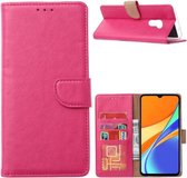 LuxeBass Hoesje geschikt voor Xiaomi Redmi 9 - Bookcase Roze - portemonnee hoesje - telefoonhoes - gsm hoes - telefoonhoesjes