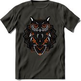 Vos - Dieren Mandala T-Shirt | Oranje | Grappig Verjaardag Zentangle Dierenkop Cadeau Shirt | Dames - Heren - Unisex | Wildlife Tshirt Kleding Kado | - Donker Grijs - L