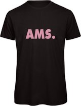 T-shirt zwart M - AMS - roze - soBAD.