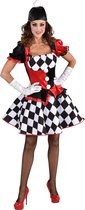 Magic By Freddy's - Harlequin Kostuum - Potsenmaker Harlekijn Zwart Witte Ruitjes - Vrouw - - XL - Carnavalskleding - Verkleedkleding
