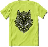 Vos - Dieren Mandala T-Shirt | Grijs | Grappig Verjaardag Zentangle Dierenkop Cadeau Shirt | Dames - Heren - Unisex | Wildlife Tshirt Kleding Kado | - Groen - XL