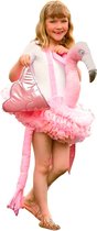 PartyXplosion - Arend & Struisvogel & Uil & Kraai & Aasgier & Toekan & Flamingo Kostuum - Op De Rug Van Een Roze Flamingo - Meisje - roze - One size - Carnavalskleding - Verkleedkl