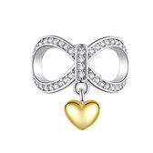 Infinity love gold hartje bedel | Oneindig bead | hart bedels beads cadeau | Zilverana | geschikt voor Biagi , Pandora , Trollbeads armband | 925 zilver