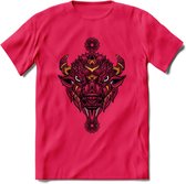 Bizon - Dieren Mandala T-Shirt | Geel | Grappig Verjaardag Zentangle Dierenkop Cadeau Shirt | Dames - Heren - Unisex | Wildlife Tshirt Kleding Kado | - Roze - XL