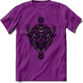Bizon - Dieren Mandala T-Shirt | Grijs | Grappig Verjaardag Zentangle Dierenkop Cadeau Shirt | Dames - Heren - Unisex | Wildlife Tshirt Kleding Kado | - Paars - XXL