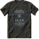 40 Jaar Legendarisch Gerijpt T-Shirt | Blauw - Grijs | Grappig Verjaardag en Feest Cadeau Shirt | Dames - Heren - Unisex | Tshirt Kleding Kado | - Donker Grijs - XL