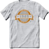 Premium Since 1925 T-Shirt | Zilver - Goud | Grappig Verjaardag en Feest Cadeau Shirt | Dames - Heren - Unisex | Tshirt Kleding Kado | - Licht Grijs - Gemaleerd - XL