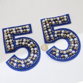 Set van 5 grote "5" met parels om op te naaien 18*10cm