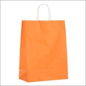 50 papieren draagtassen - Cadeau tasje - Oranje - (32x12 x41) - met een wit handvat