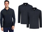 Pierre Calvini - Polo Shirt Heren - Poloshirts Heren Lange Mouw - Longsleeve Heren  - 2 Pack - Navy - XL - Polo Heren - T Shirt Lange Mouwen Heren