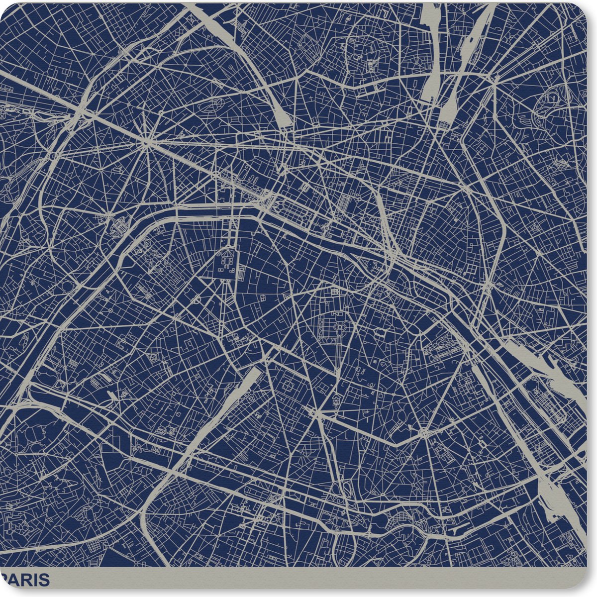 Muismat 30x30 cm - Mousepad Parijs - Plattegrond - Frankrijk - Muismatten - Stadskaart