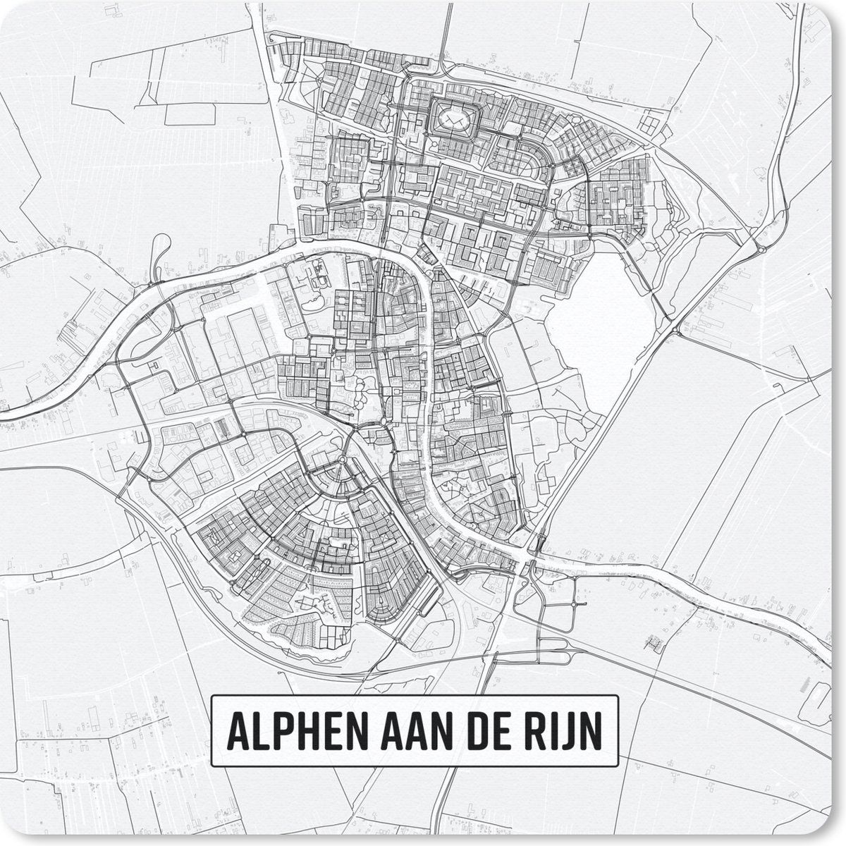 Muismat 30x30 cm - Mousepad Stadskaart Alphen aan de Rijn - Muismatten