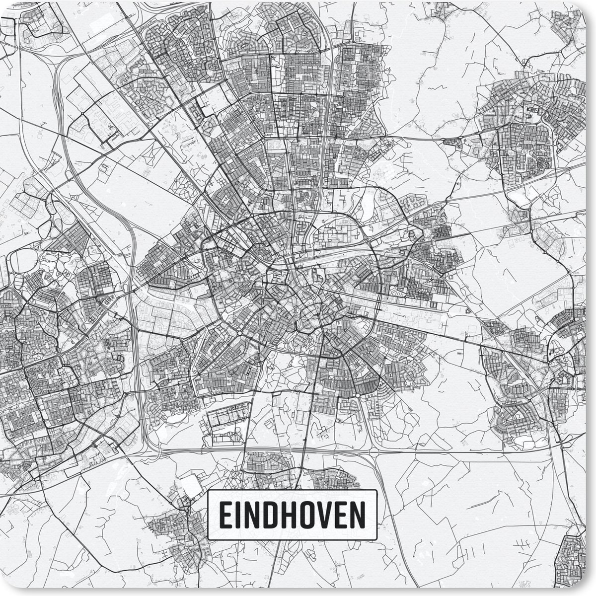 Muismat 30x30 cm - Mousepad Stadskaart Eindhoven - Muismatten