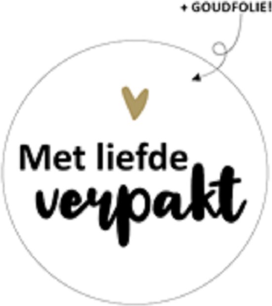 10x Sluitsticker Met liefde verpakt - Traktatiesticker - Wensetiket - Sluitstickers - Rond - 40mm - Bedankt (Zwart/wit/hartje) - 10 stuks - Sticker Cadeautje - Klanten - Klant bedankt - Kadosticker